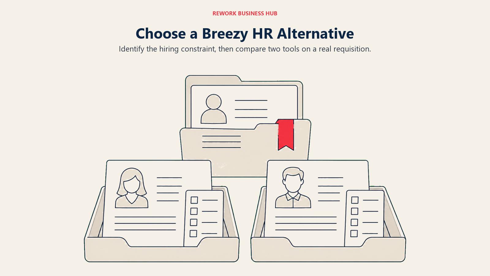 One real requisition above two trial candidate trays for comparing Breezy HR alternatives.