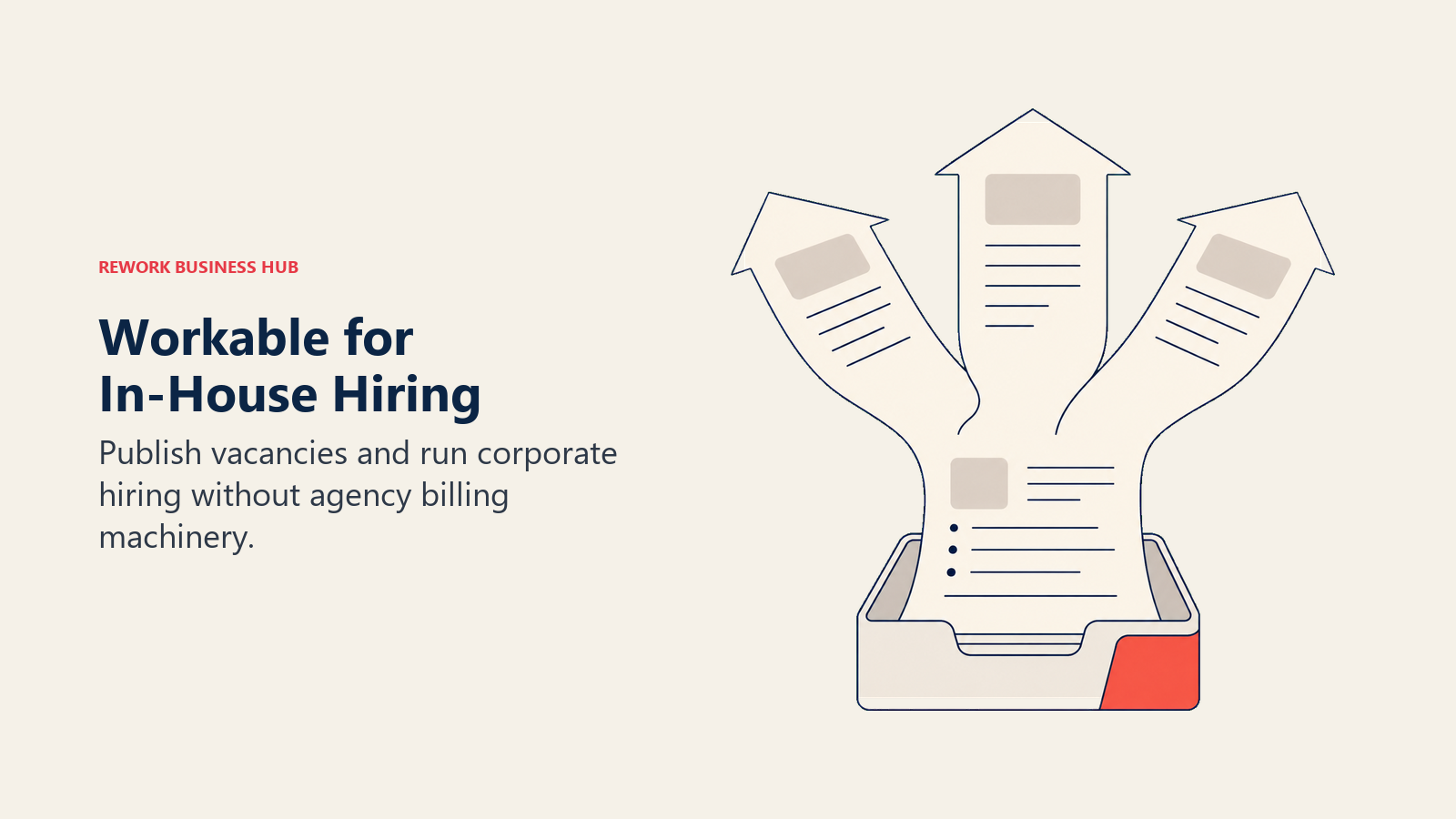 A job posting spreads outward from an internal hiring workspace