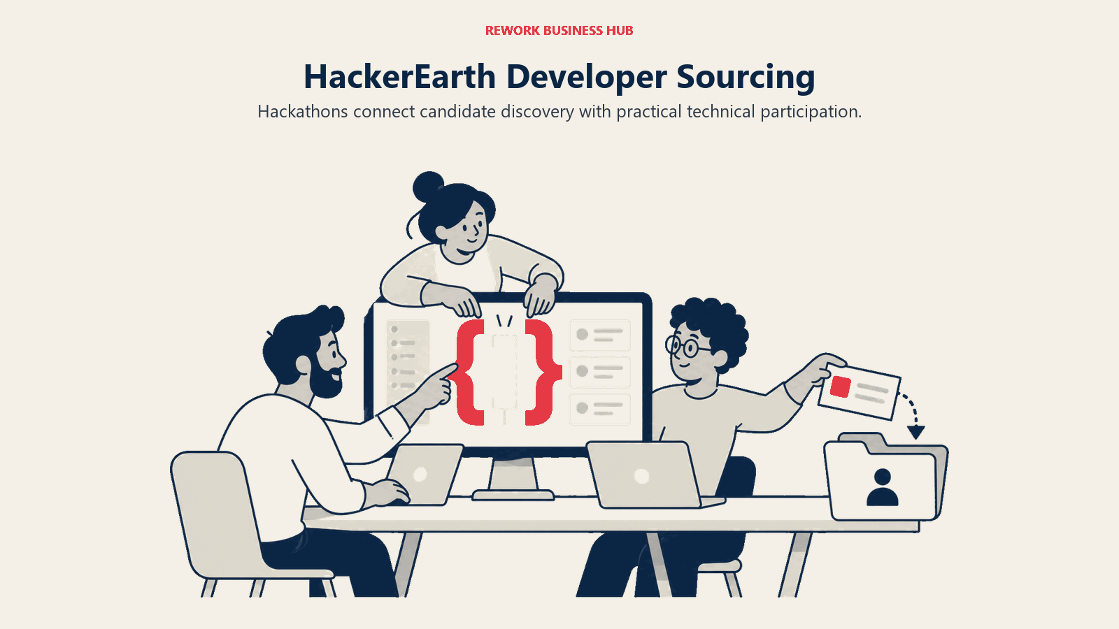 HackerEarth Developer Sourcing illustrated by hackathon table