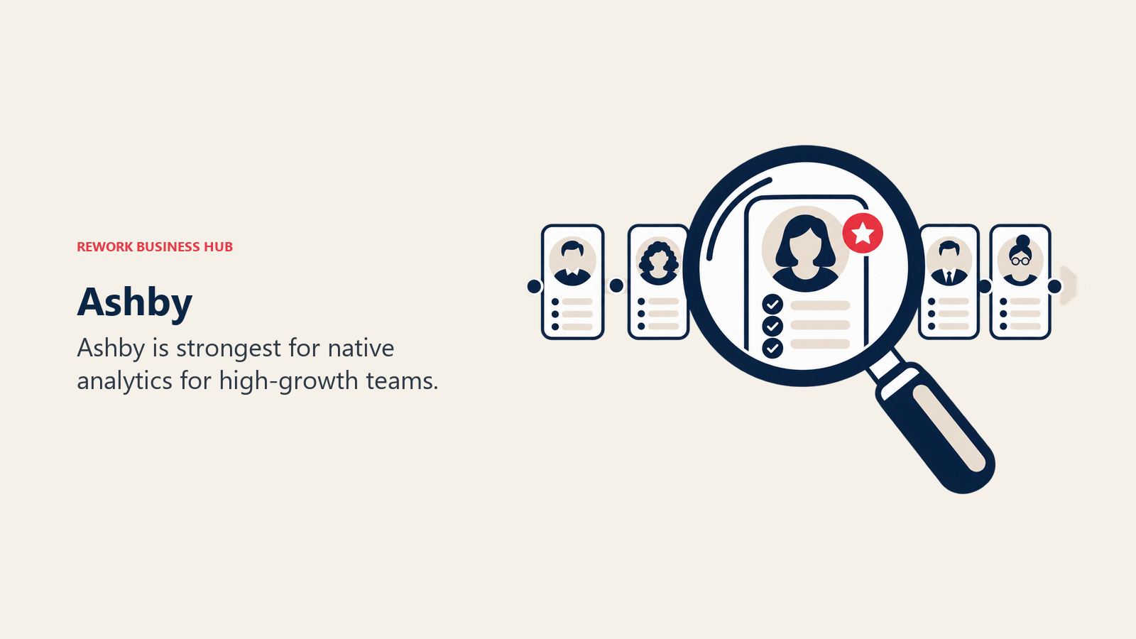 Ashby illustrated by analytics lens revealing clean hiring signals across a candidate pipeline.
