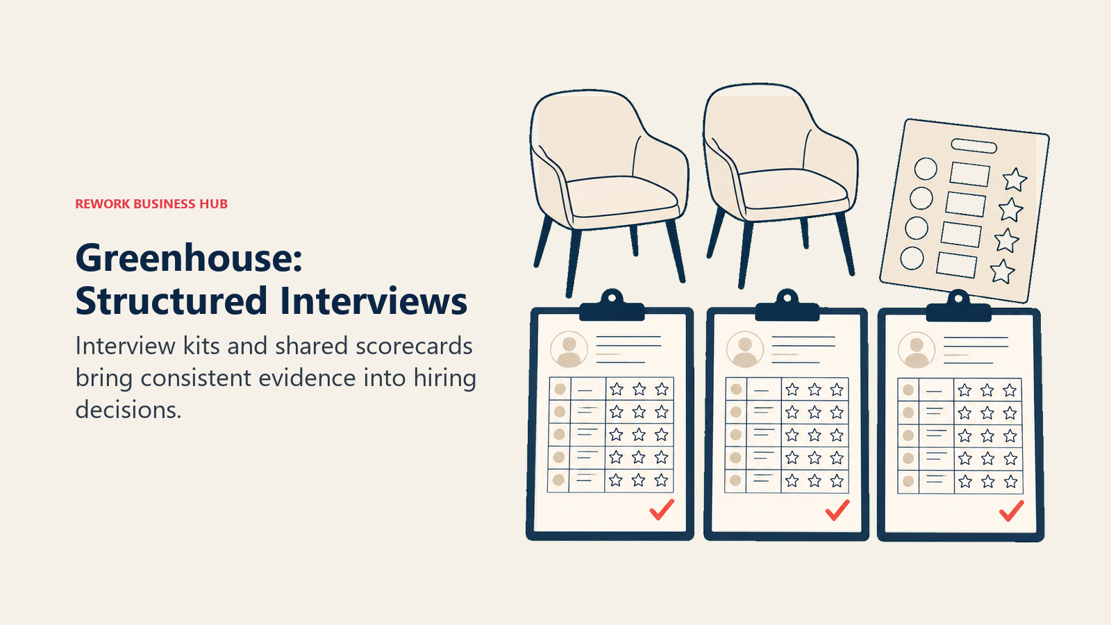 Greenhouse structured interviews represented by shared scorecards and interview chairs