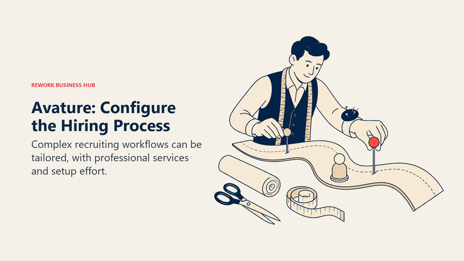 Avature configurability represented by a tailor shaping a custom recruiting route