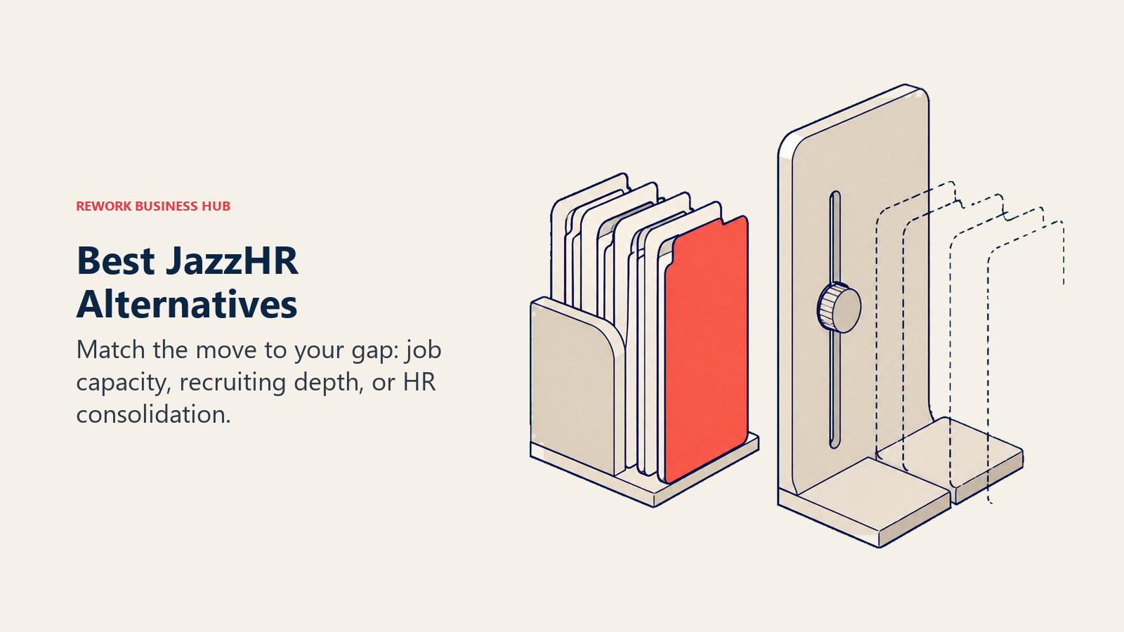 Job folders reaching a capacity divider, with outlined spaces representing additional hiring needs.