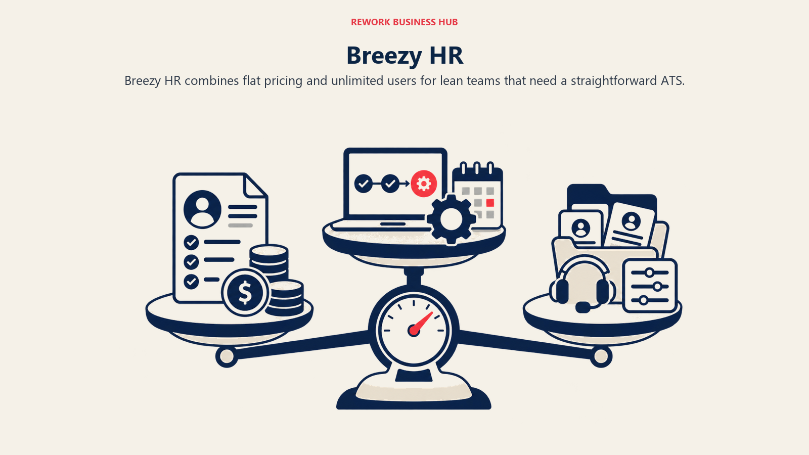 Breezy HR illustrated by three cost layers balancing license, implementation, and administration weight.