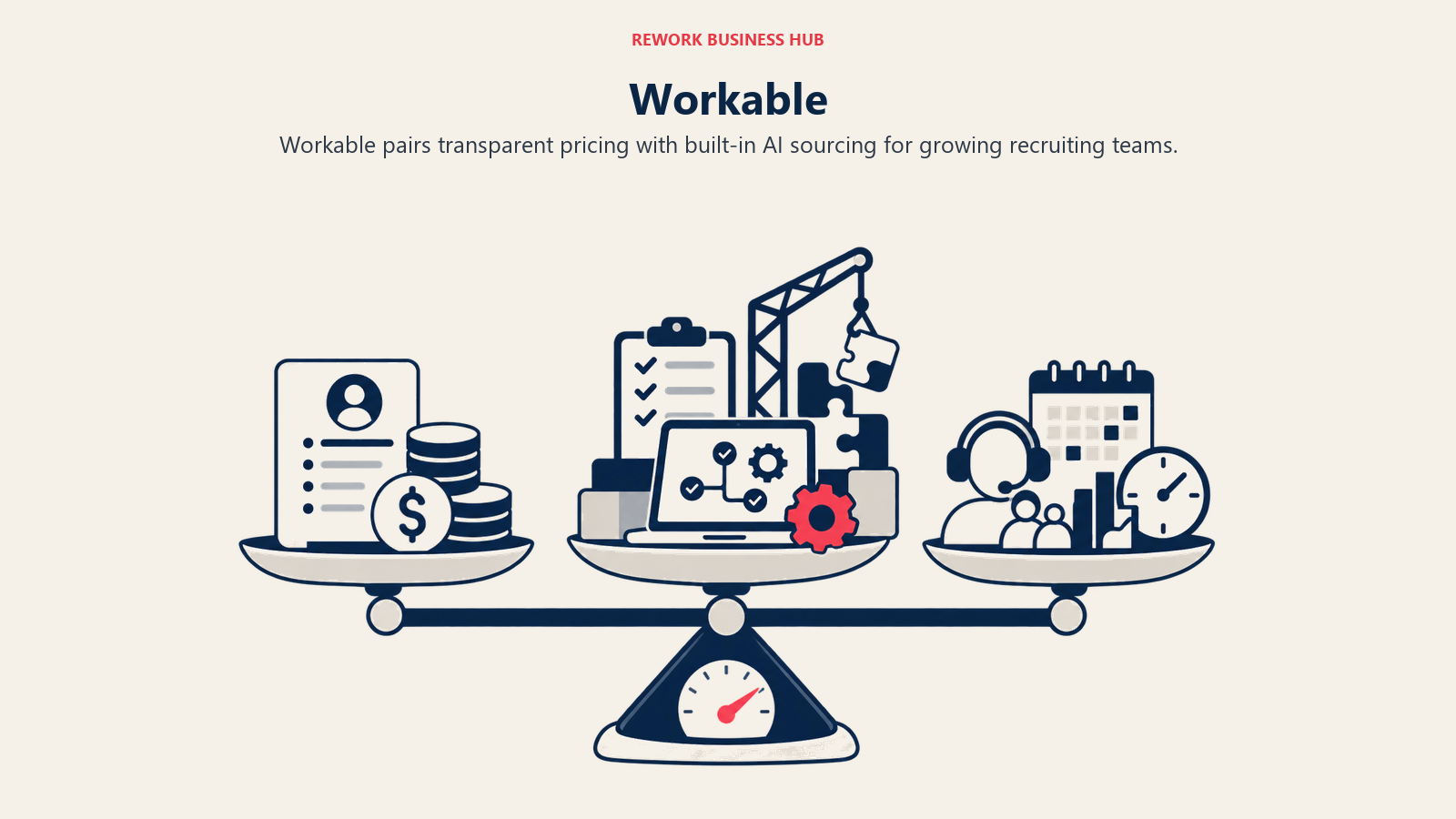 Workable illustrated by three cost layers balancing license, implementation, and administration weight.