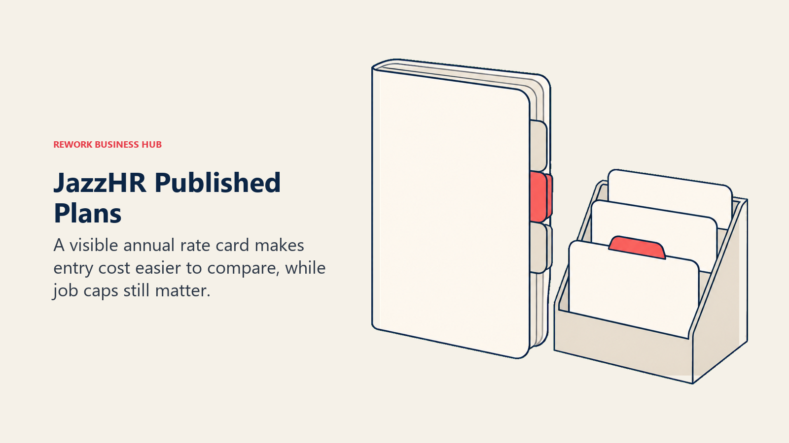 Published plan folder beside a holder with job cards.
