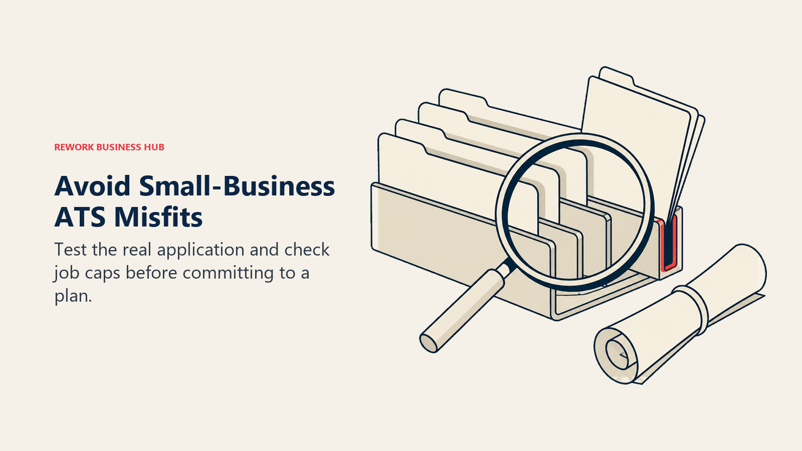 Recruiting software buying mistakes illustrated by a magnifying glass examining an open-job limit