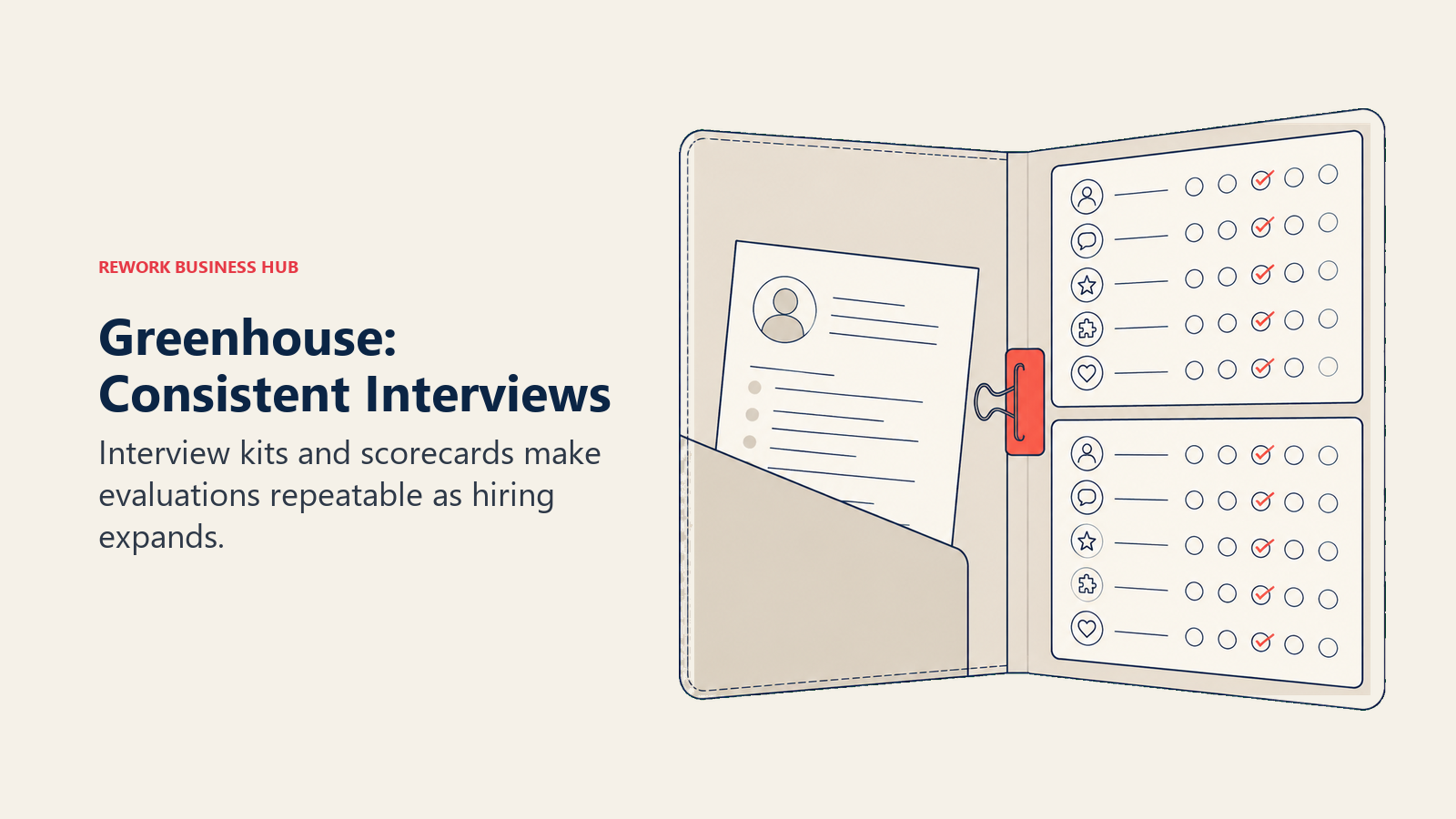 Greenhouse interview folio holding consistent candidate evaluation materials