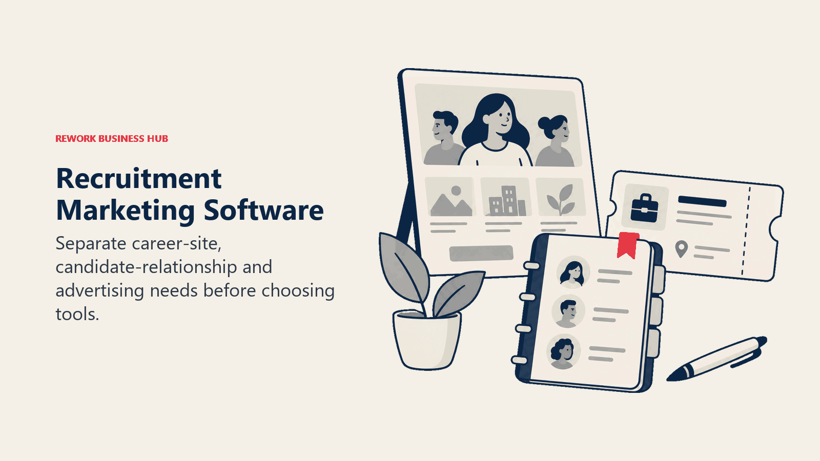 Recruiting-Marketing-Software, dargestellt als Schreibtisch mit Kampagnenmaterial