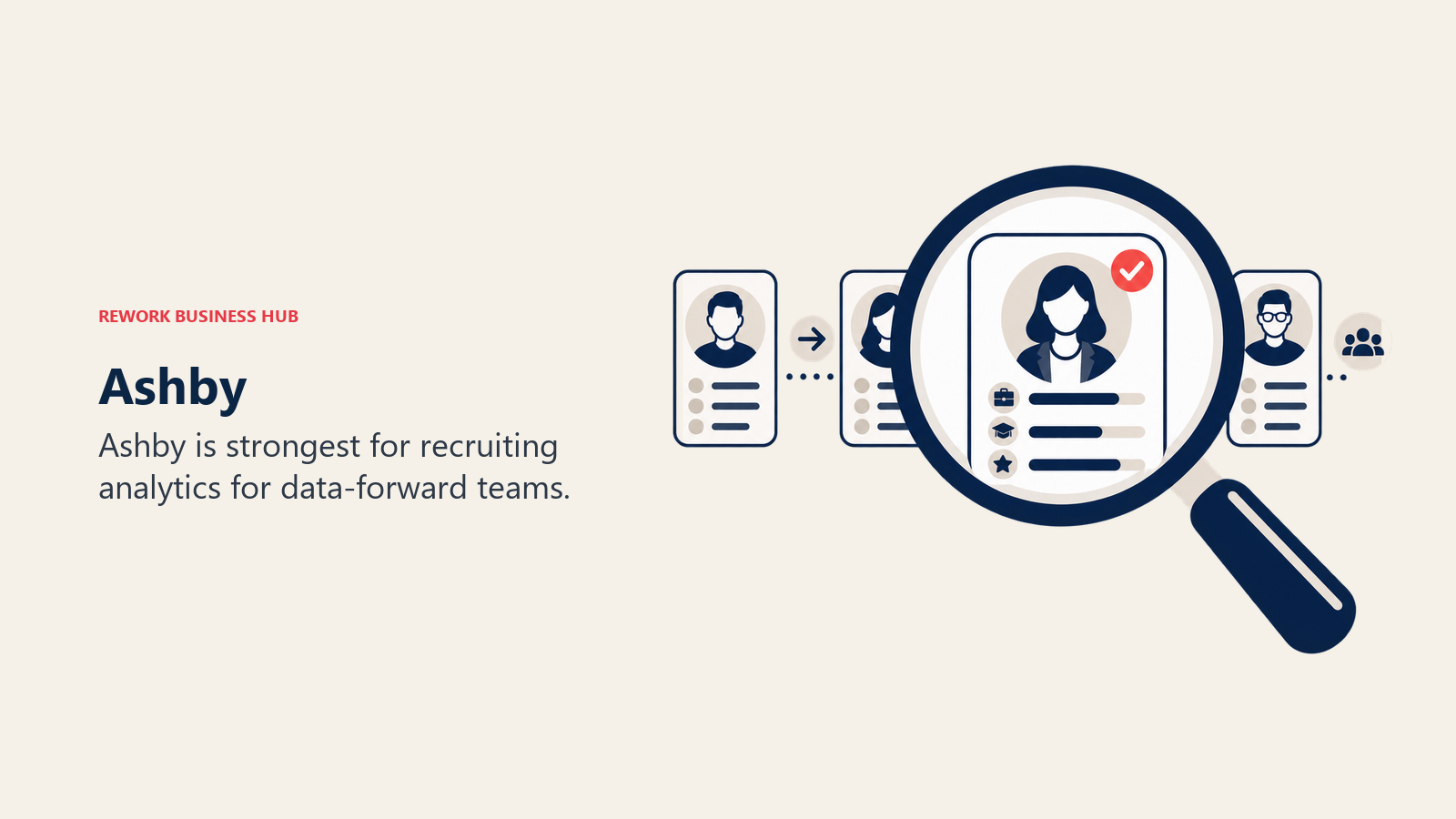 Ashby illustrated by analytics lens revealing clean hiring signals across a candidate pipeline.