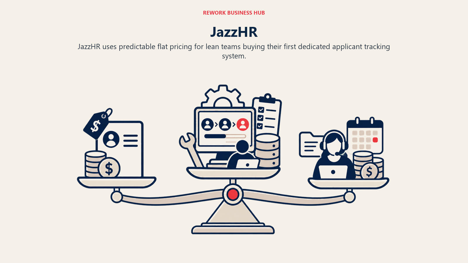 JazzHR illustrated by three cost layers balancing license, implementation, and administration weight.