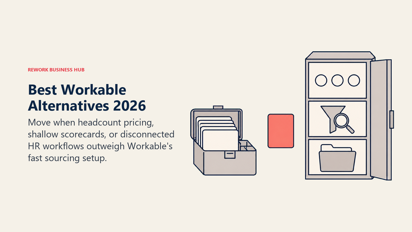 Best Workable alternatives shown as an outgrown recruiting toolbox expanding into deeper hiring and HR compartments