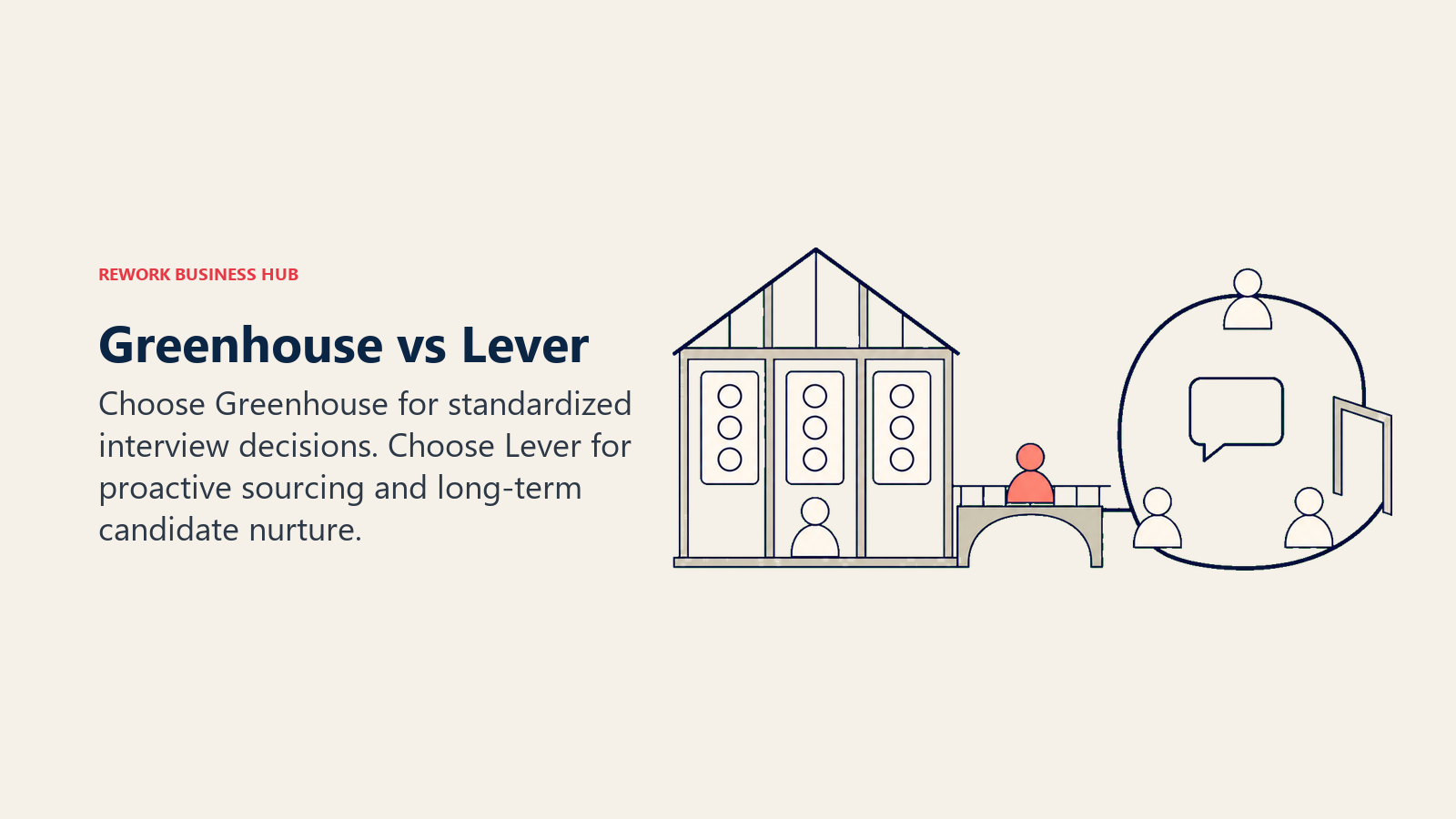 Greenhouse vs Lever shown as structured interview scorecards beside a long-term candidate nurture loop