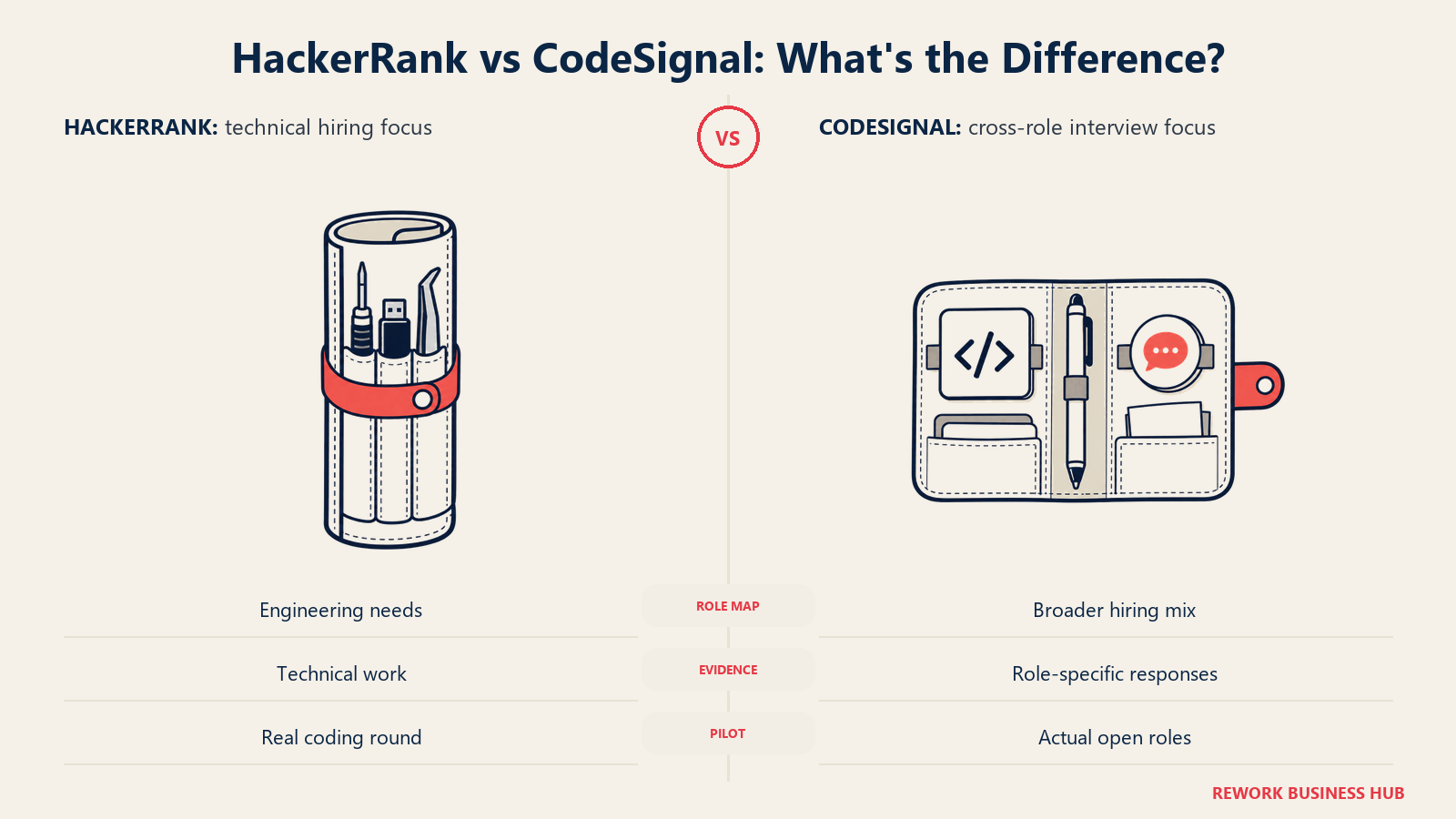 A narrow coding tool roll for HackerRank sits beside a broader role portfolio for CodeSignal.