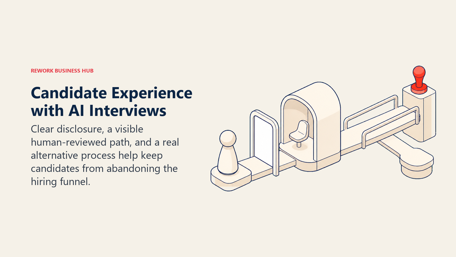 Candidate trust bridge with clear AI disclosure and a visible human review handoff