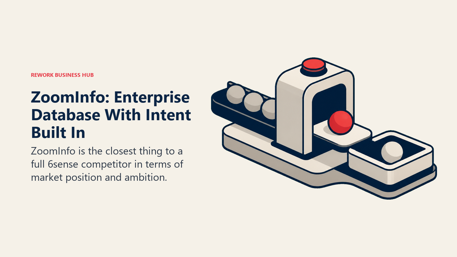 ZoomInfo: Enterprise Database With Intent Built In shown with a workflow handoff station