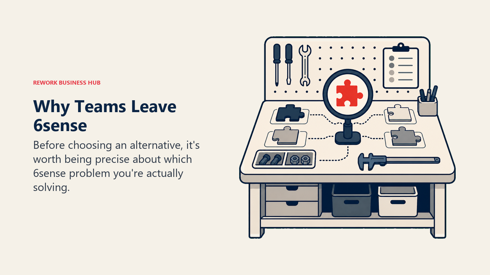 Why Teams Leave 6sense shown with a buyer evaluation workbench