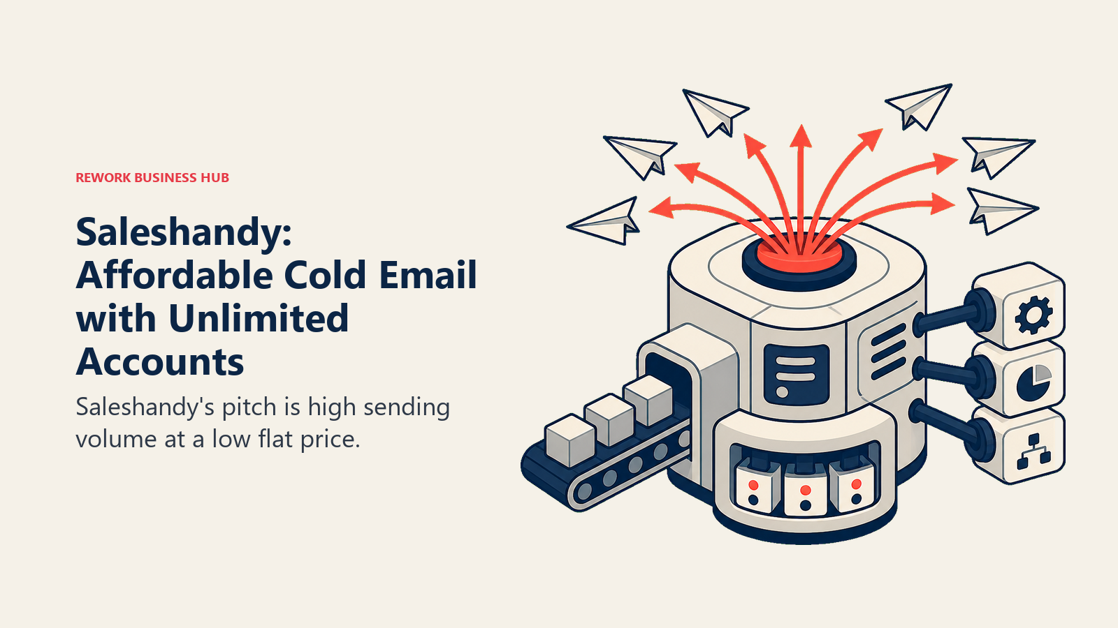 Saleshandy: Affordable Cold Email with Unlimited Accounts shown with a modular operations hub
