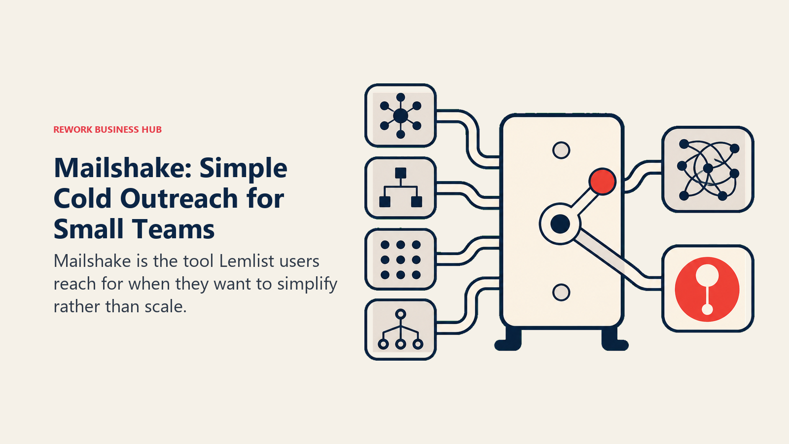 Mailshake: Simple Cold Outreach for Small Teams shown with a routing switchboard