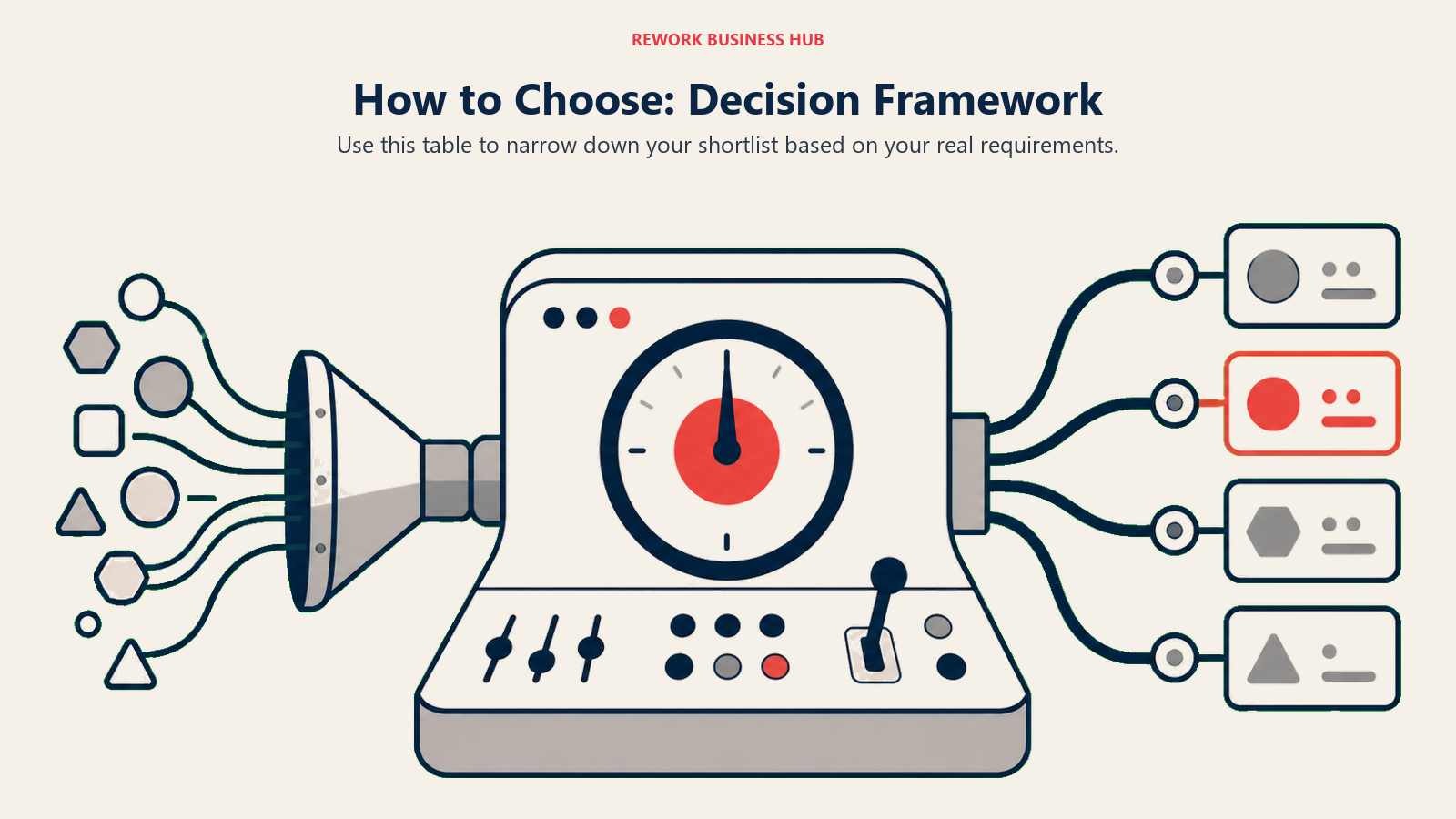 How to Choose: Decision Framework shown with a signal console with one focal indicator