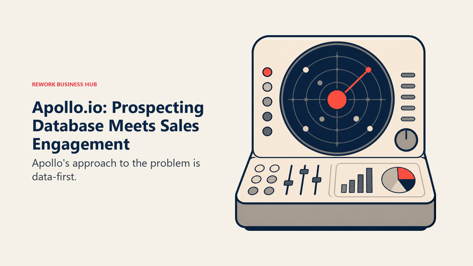 Apollo.io: Prospecting Database Meets Sales Engagement shown with a signal console with one focal indicator