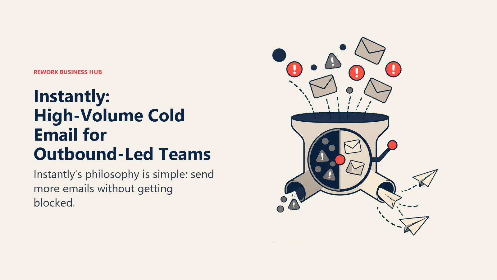 Instantly: High-Volume Cold Email for Outbound-Led Teams shown with a decision lens sorting signals