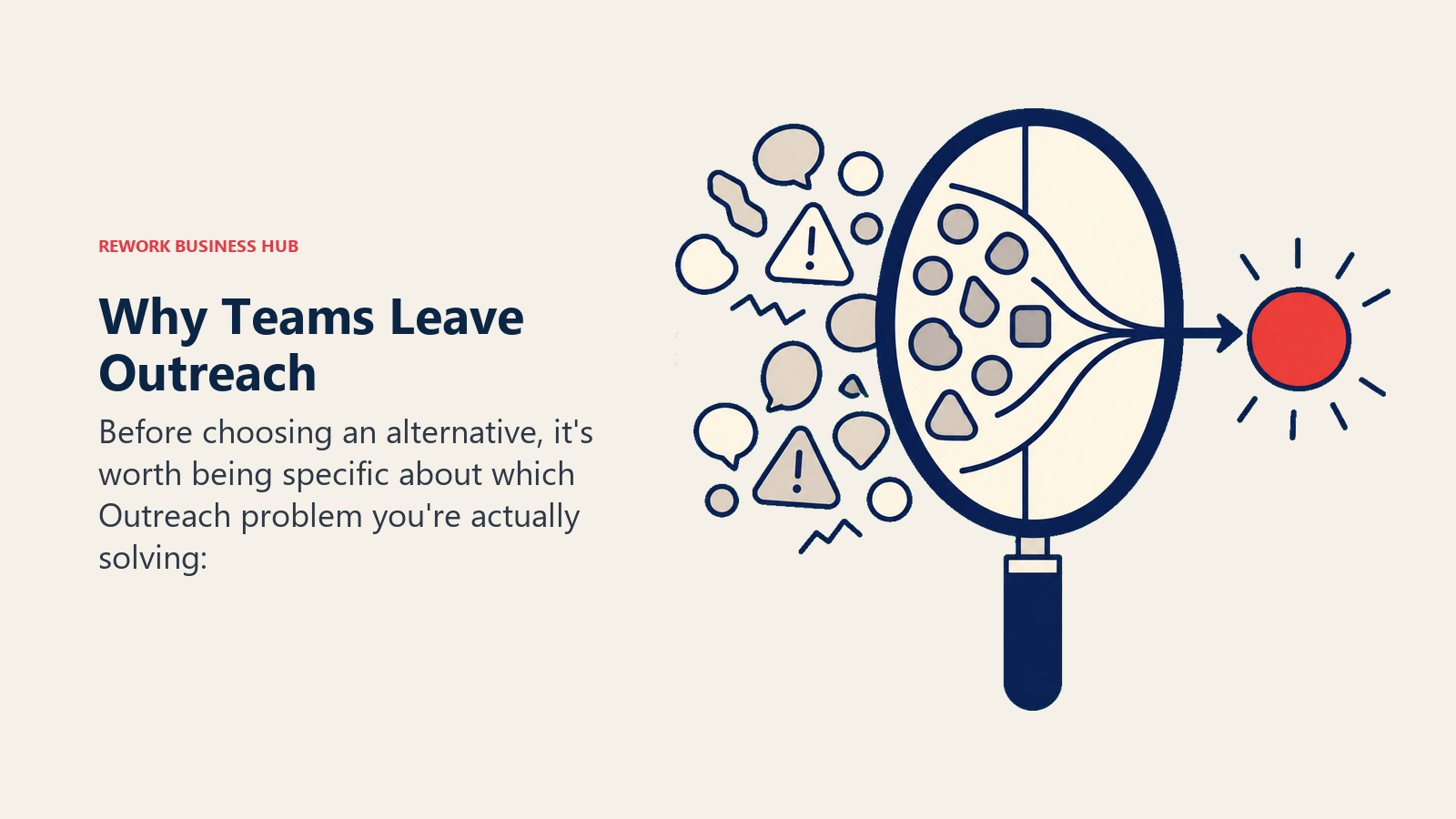 Why Teams Leave Outreach shown with a decision lens sorting signals