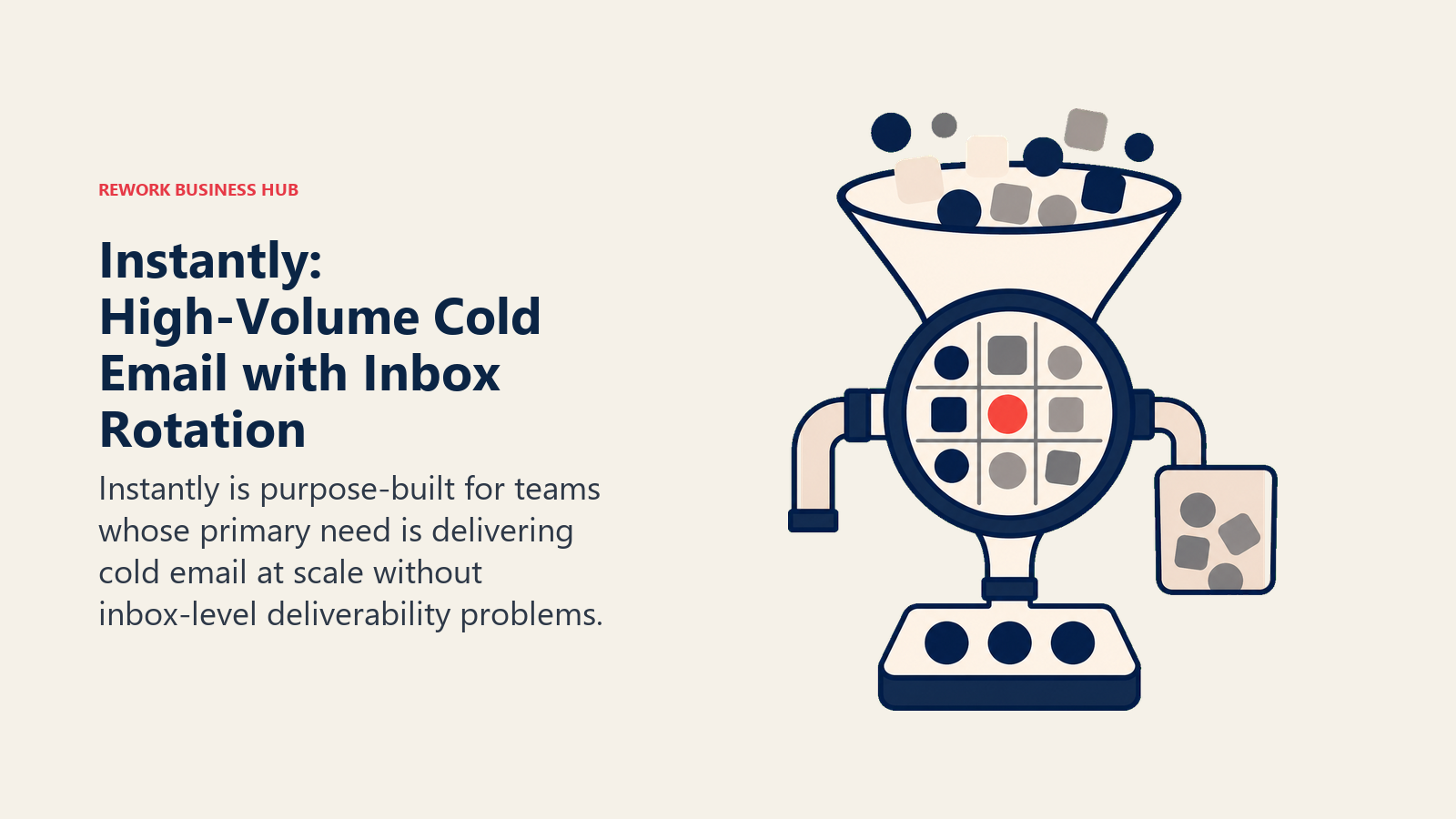 Instantly: High-Volume Cold Email with Inbox Rotation shown with a decision lens sorting signals