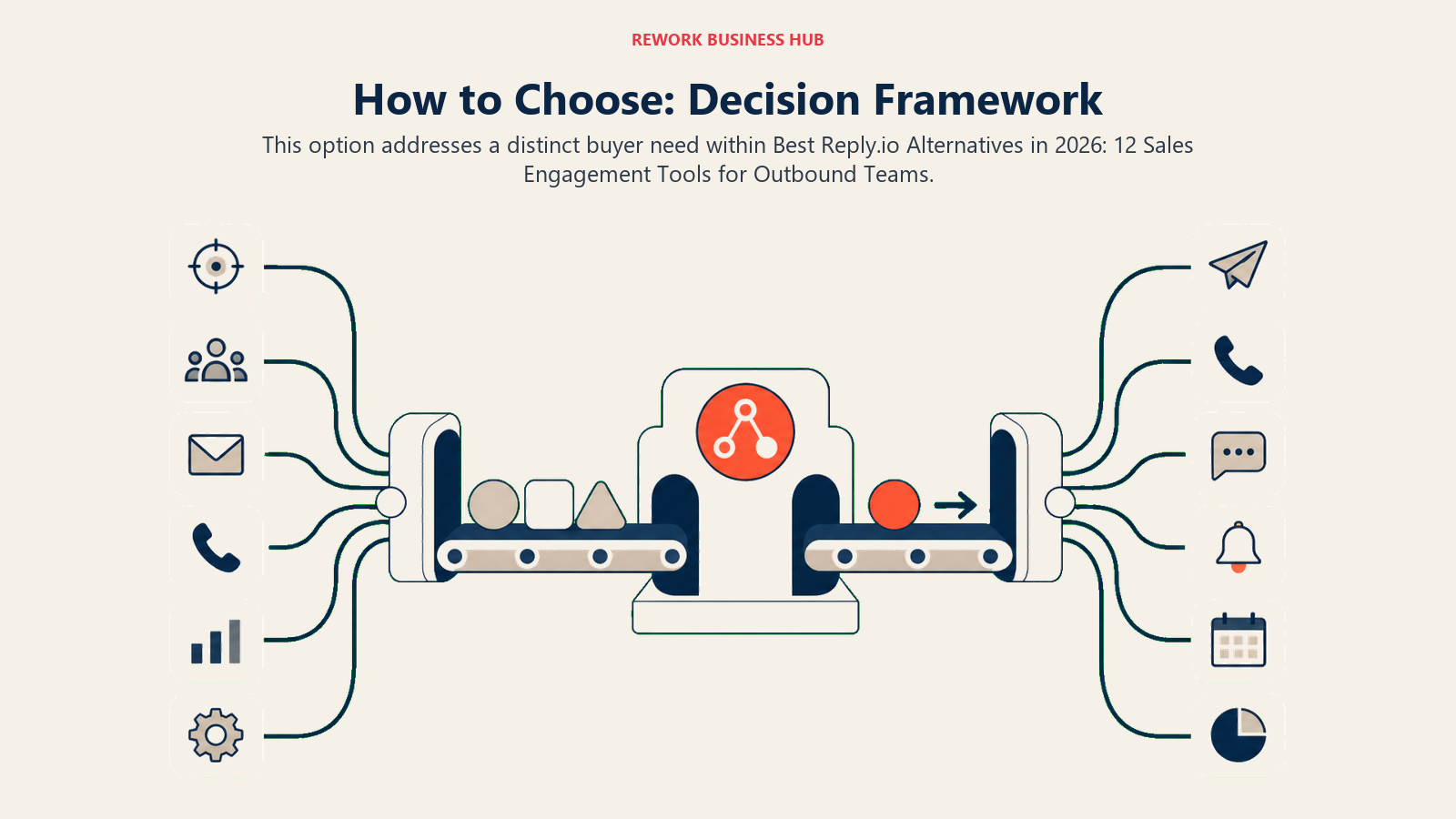 How to Choose: Decision Framework shown with a workflow handoff station