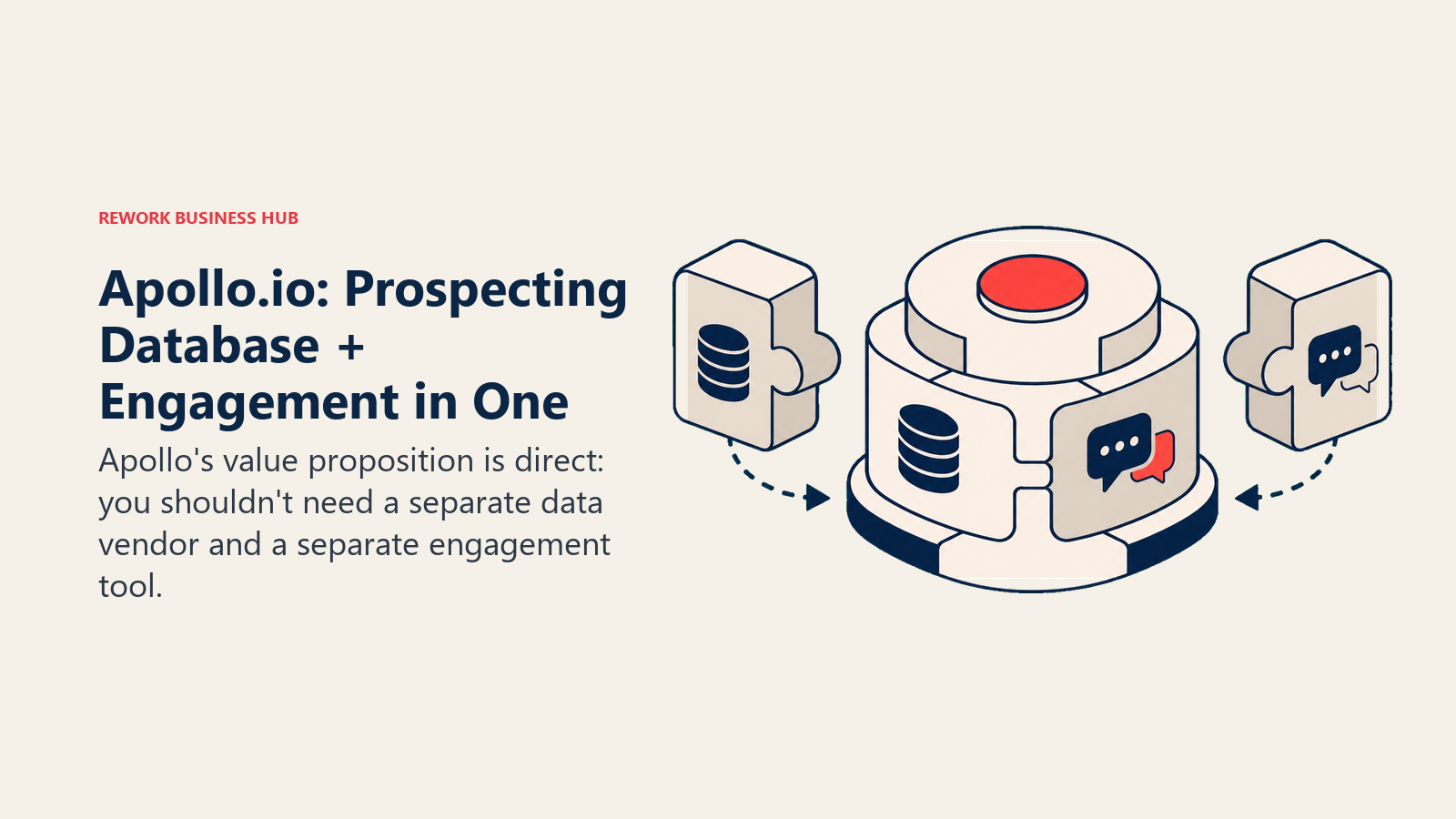 Apollo.io: Prospecting Database + Engagement in One shown with a modular operations hub