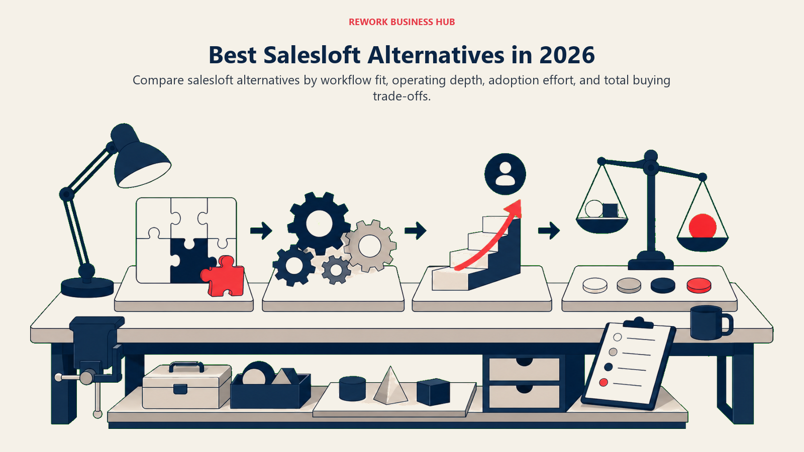 Best Salesloft Alternatives in 2026 shown with a buyer evaluation workbench