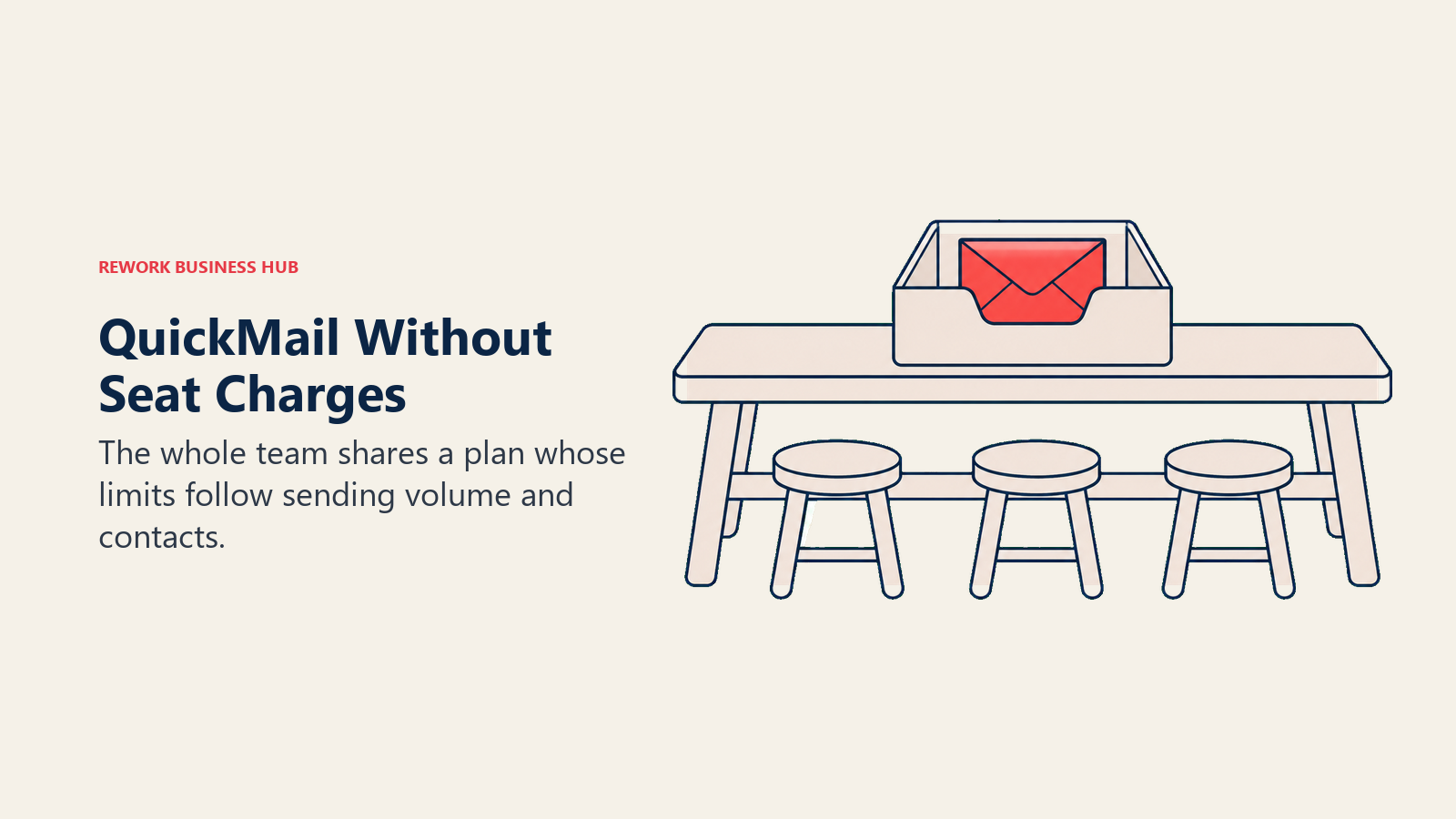 Shared outbound mail workbench illustrating QuickMail without seat charges