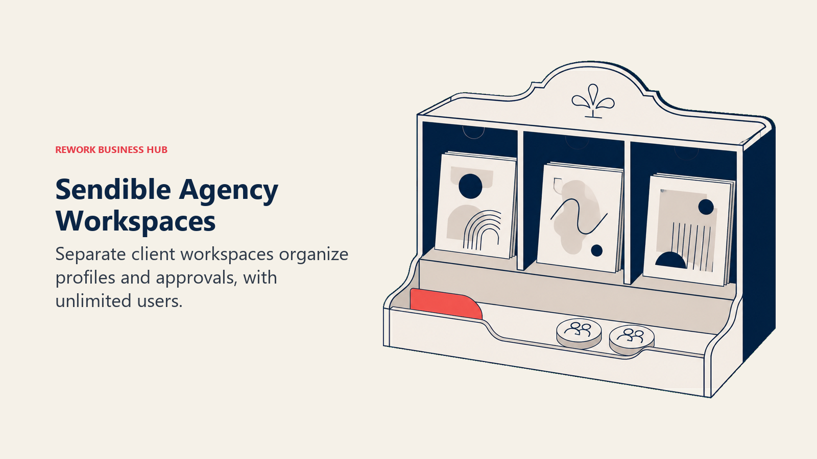 Sendible Agency Workspaces shown with client cabinet