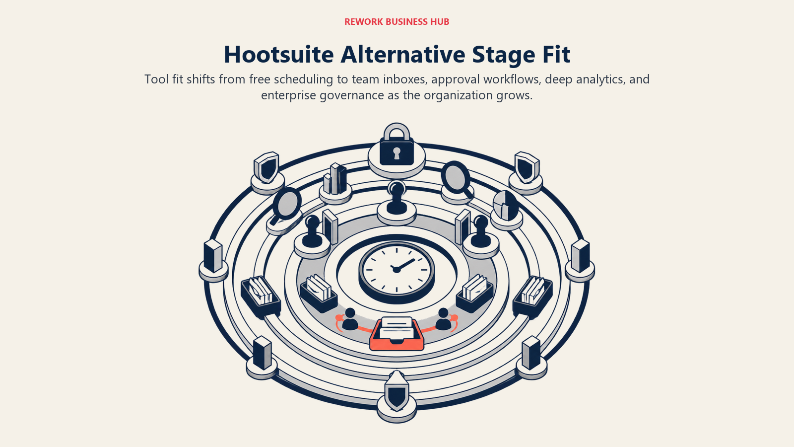 Hootsuite alternative stage fit shown as six expanding social media capability rings
