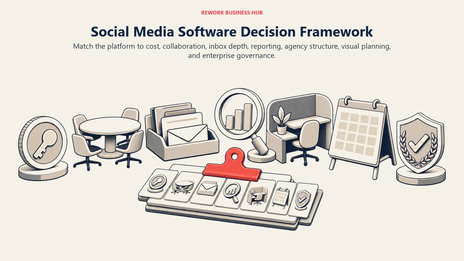 Social media management software decision framework for cost, collaboration, inbox, reporting, agency workspaces, visual planning, and governance