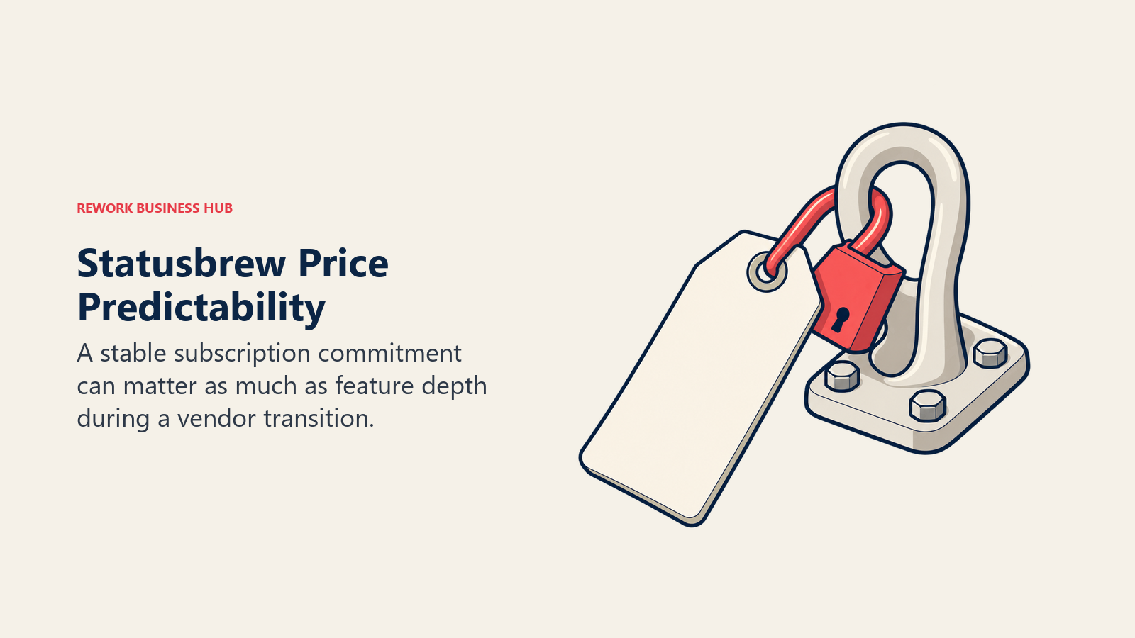 Statusbrew Price Predictability illustrated by locked price tag on anchor