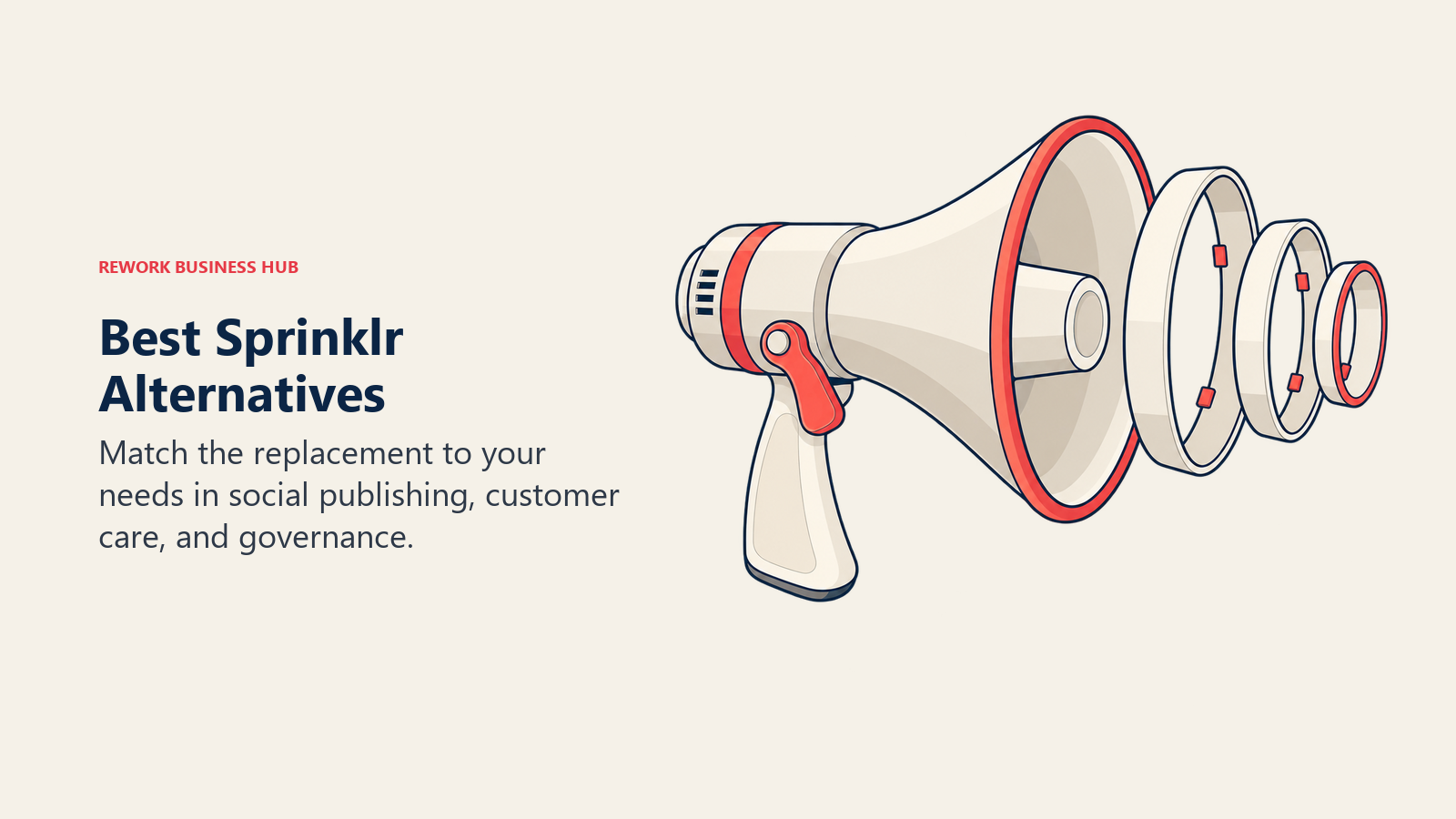 Best Sprinklr Alternatives illustrated by adjustable megaphone aperture