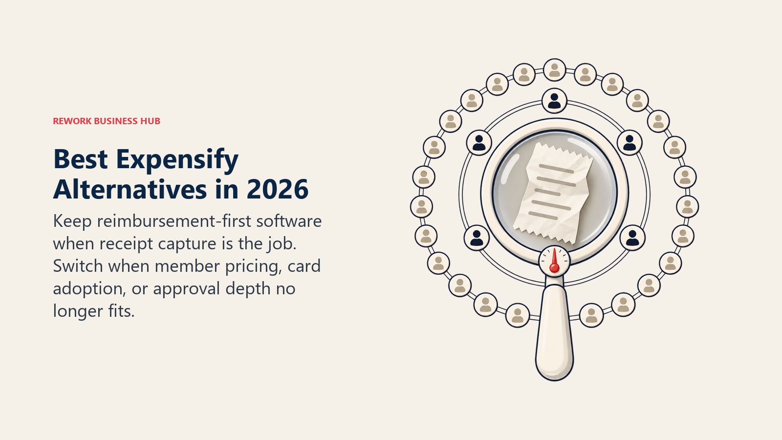 Best Expensify alternatives shown as a receipt lens with separate unique-member and active-member counting rings