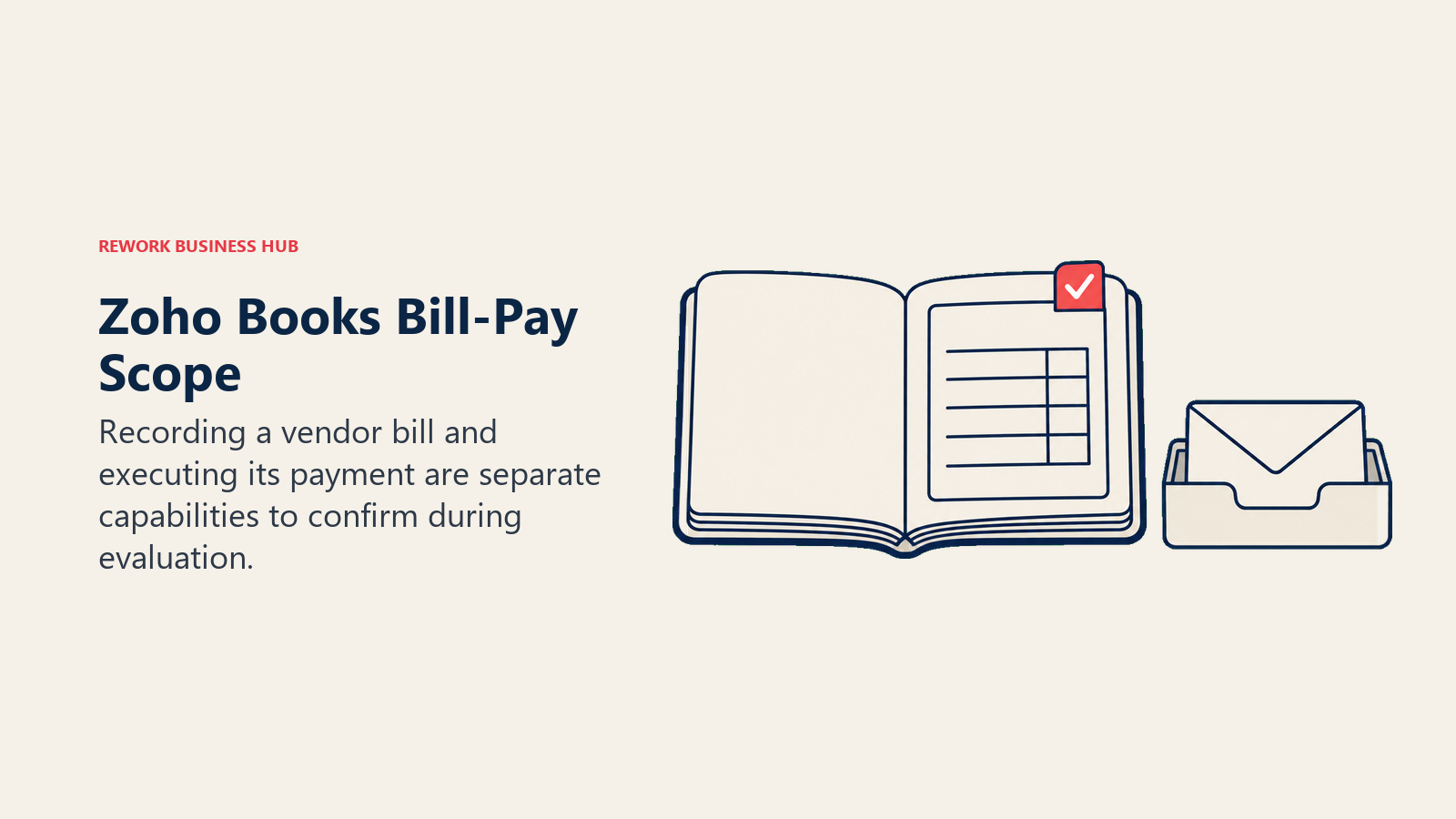 Zoho Books Bill-Pay Scope: ledger payment separation illustrating recording a vendor bill and executing its payment are separate capabilities to confirm during evaluation.