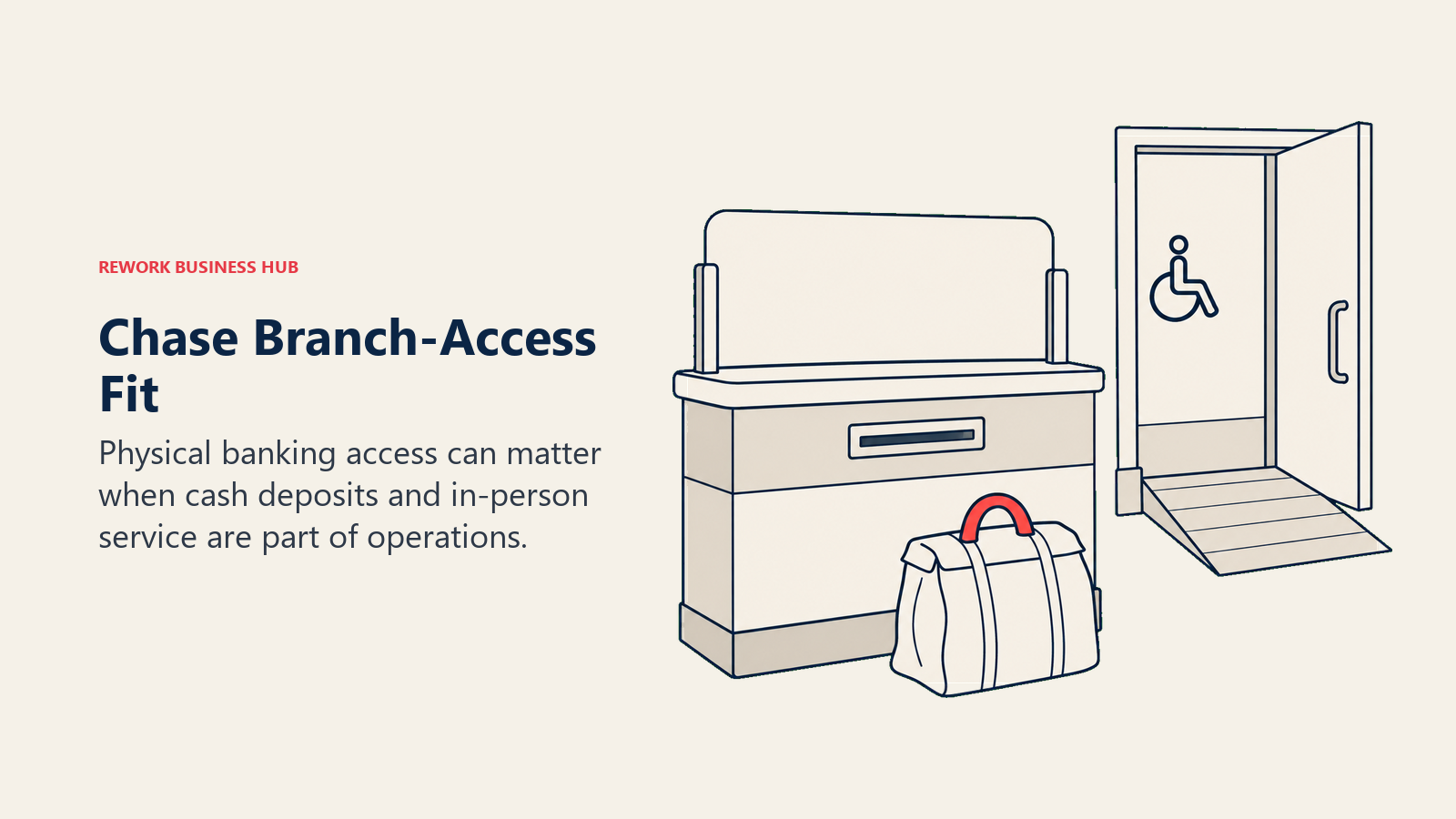 Chase Branch-Access Fit: service counter illustrating physical banking access can matter when cash deposits and in-person service are part of operations.