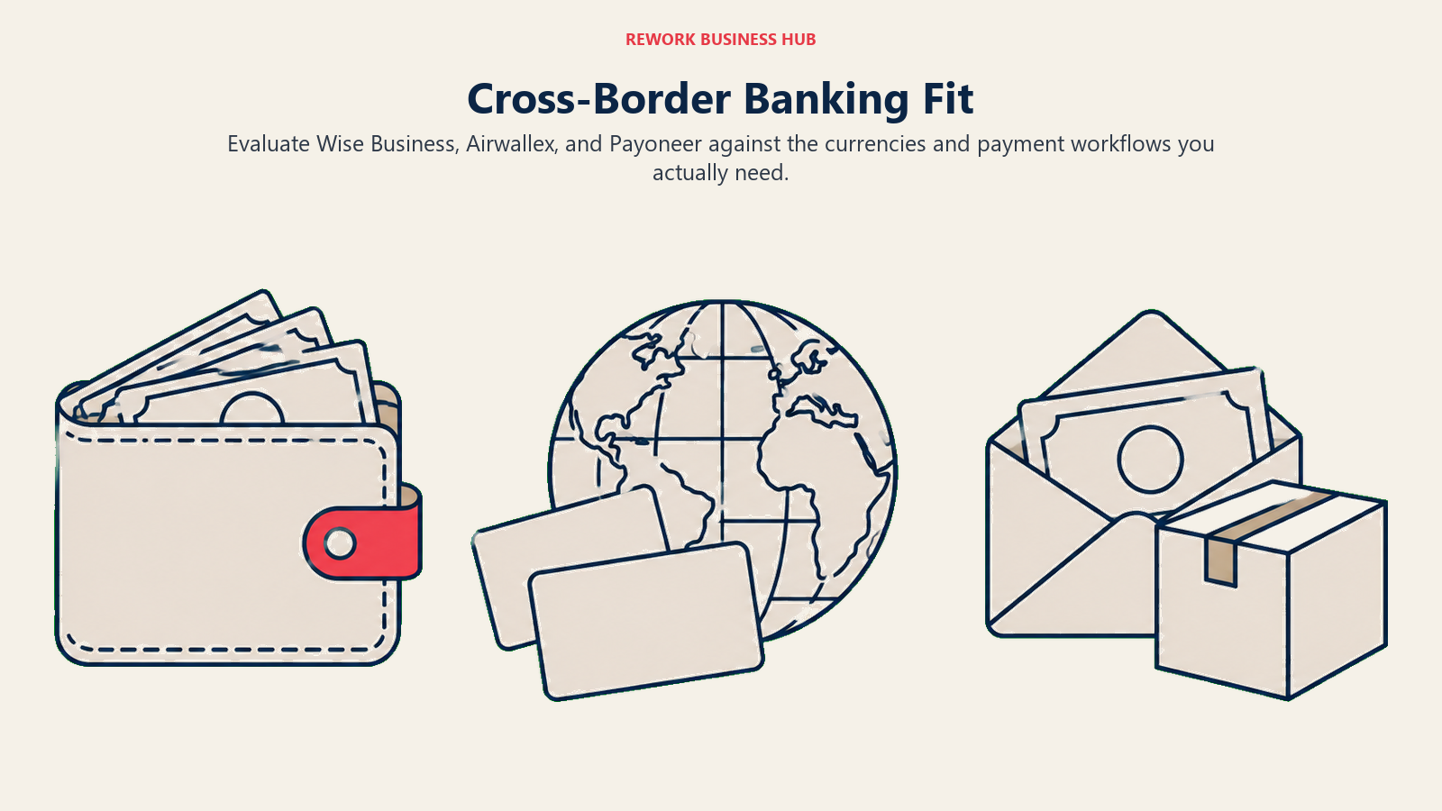 Cross-Border Banking Fit: international workflows illustrating evaluate Wise Business, Airwallex, and Payoneer against the currencies and payment workflows you actually need.