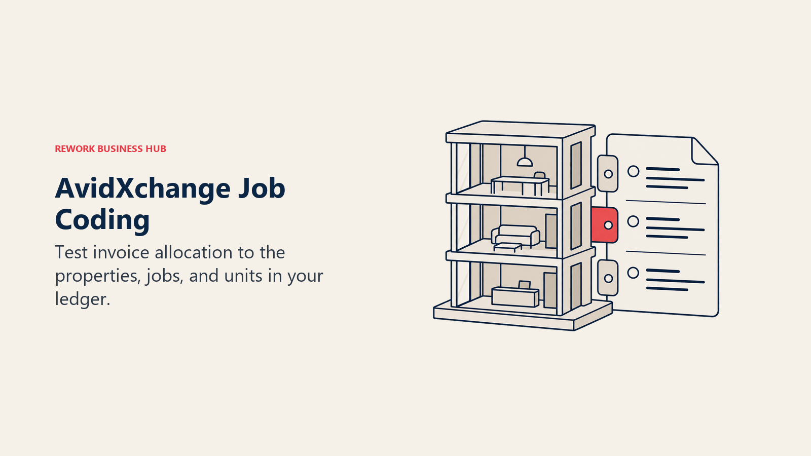 AvidXchange Job Coding: Property floors align with separate invoice coding rows and tabs.