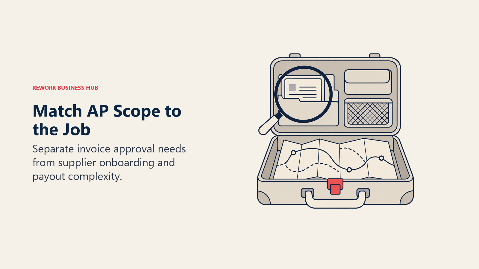 Match AP Scope to the Job: A fit-check case separates document review from a route map for supplier payouts.