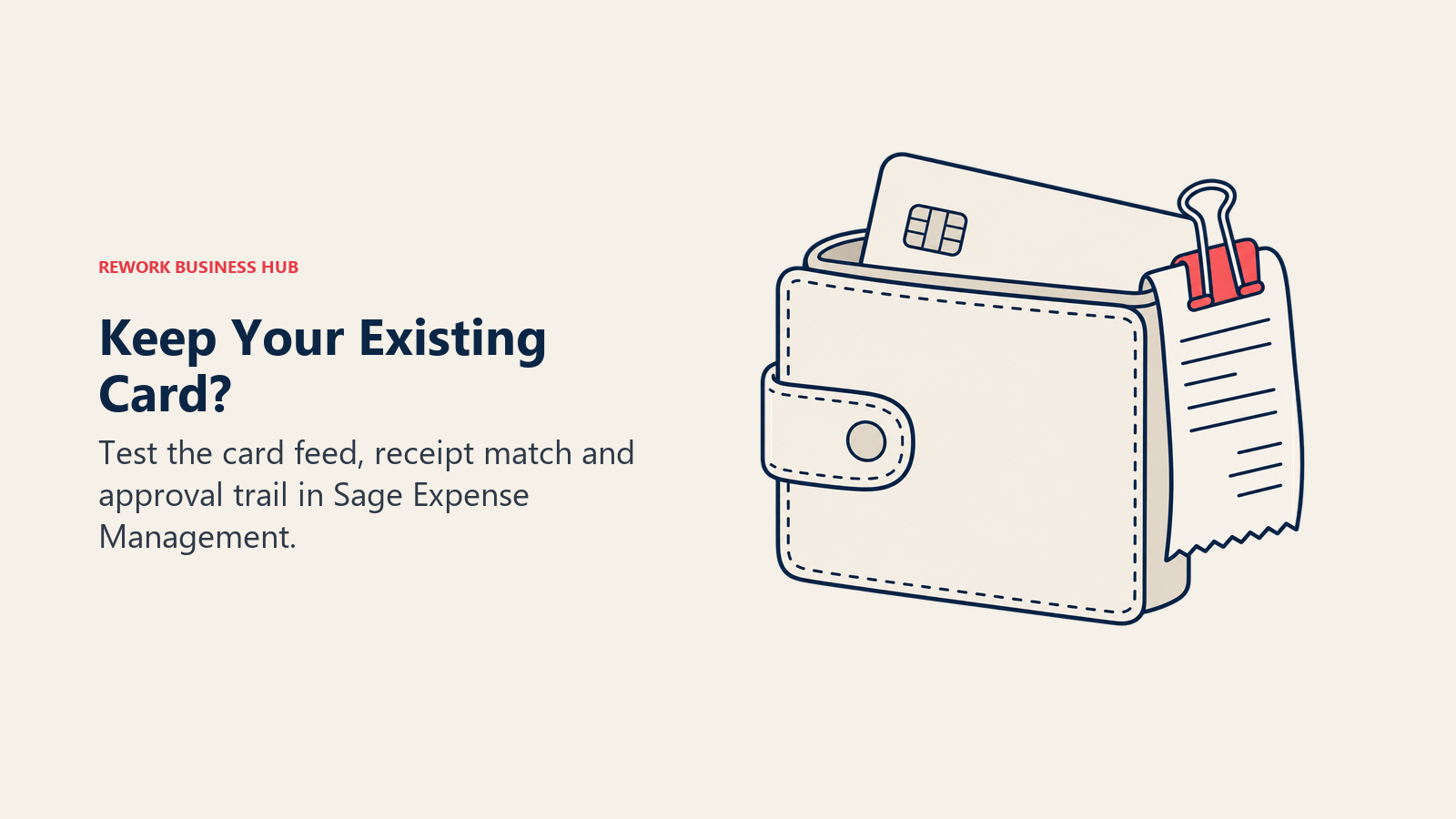 An existing card and a clipped receipt in a wallet for a Sage Expense Management test