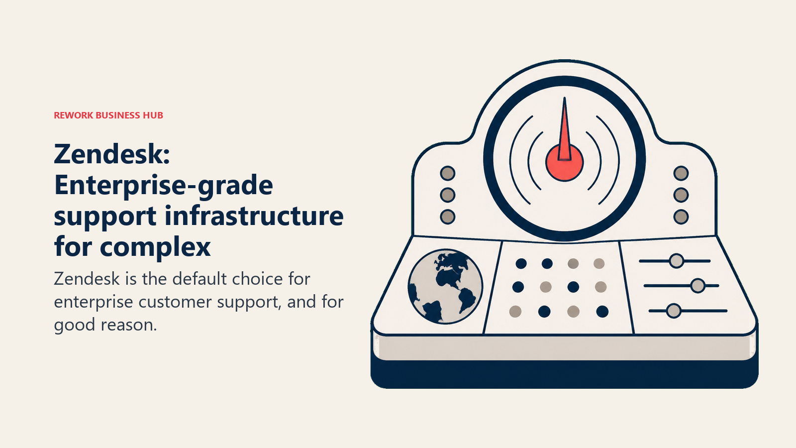 Zendesk: Enterprise-grade support infrastructure for complex shown with a signal console with one focal indicator