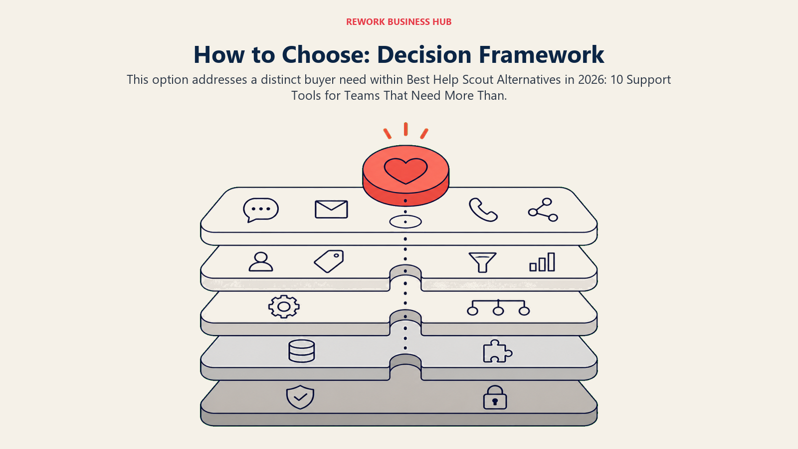 How to Choose: Decision Framework shown with a stacked operating layers