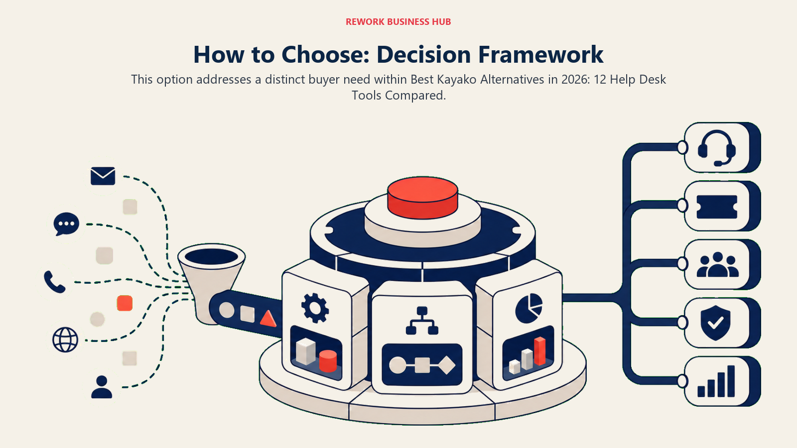 How to Choose: Decision Framework shown with a modular operations hub