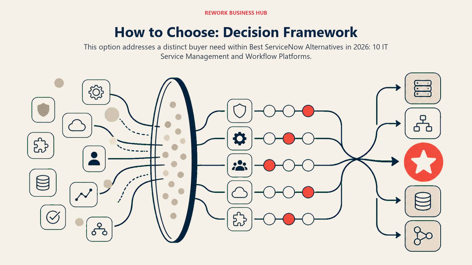 How to Choose: Decision Framework shown with a decision lens sorting signals