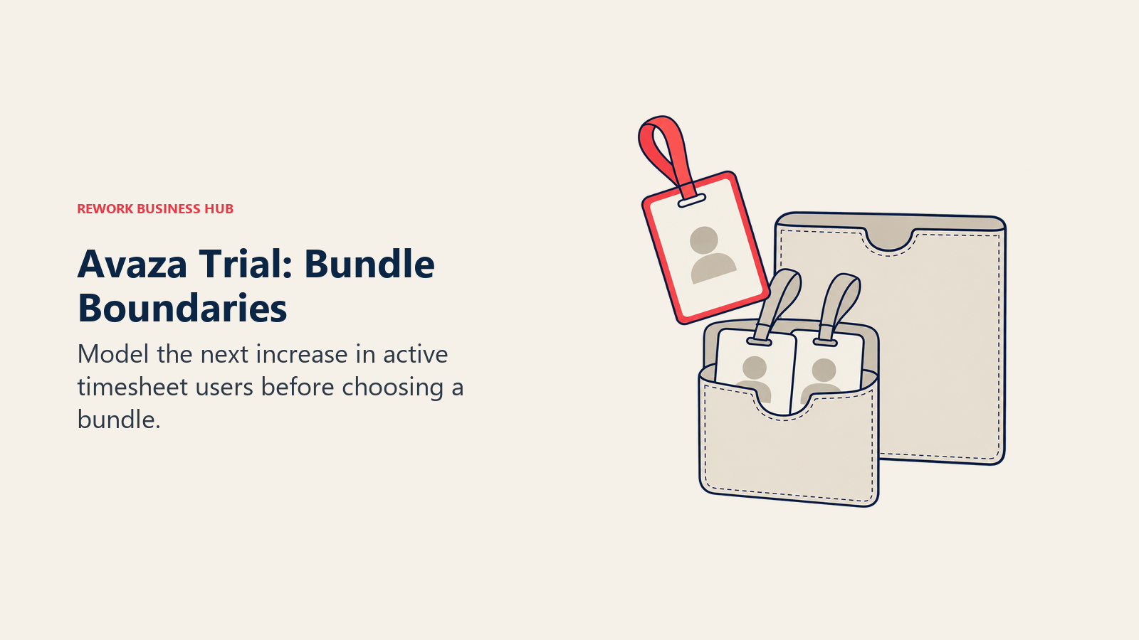 An extra timesheet-user badge approaches a full sleeve to illustrate Avaza bundle boundaries