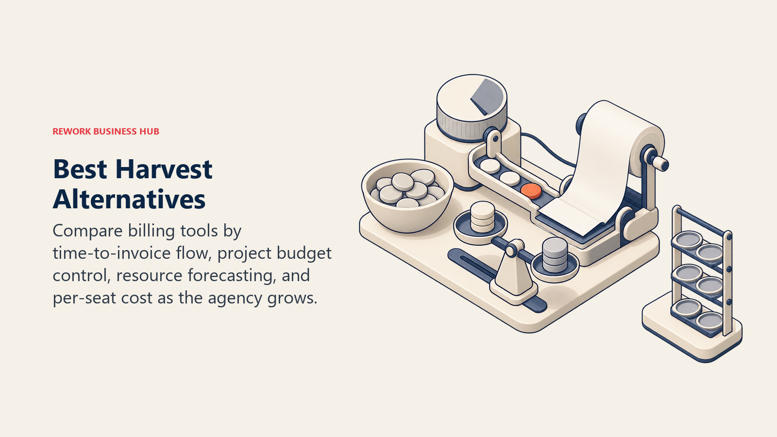 Best Harvest alternatives shown as an agency billing workbench linking tracked hours, project budgets, invoices, and capacity planning